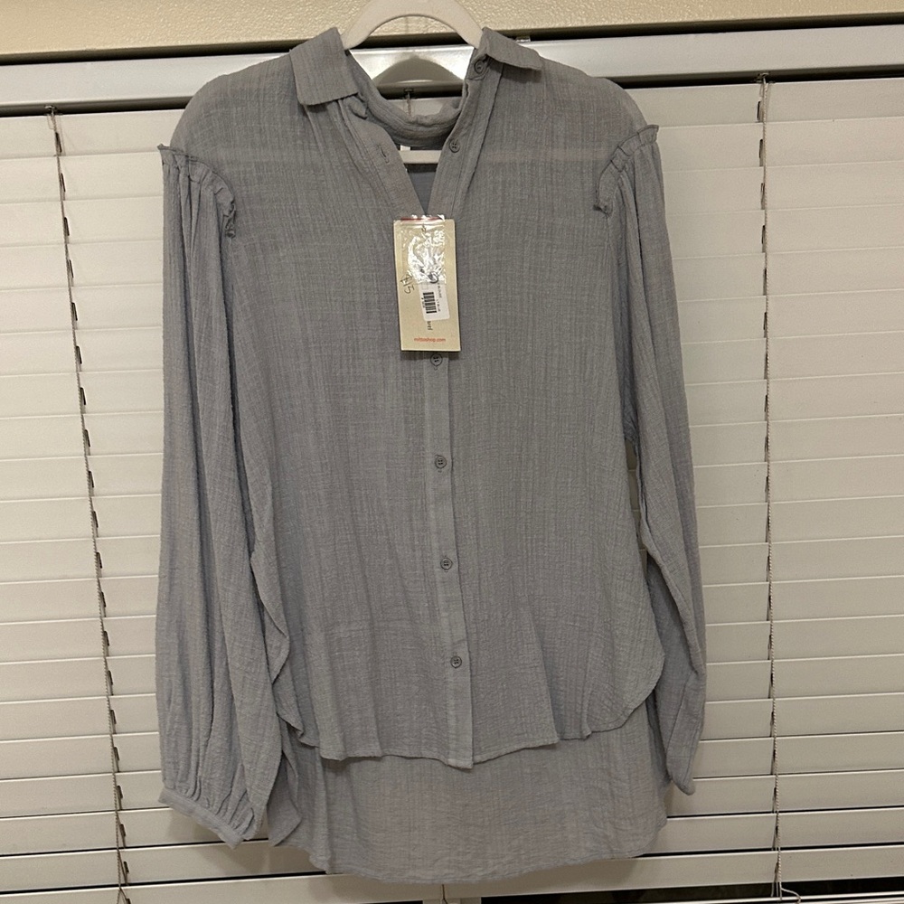 Mittoshop Casual Gray Button Down Shirt